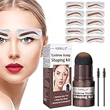 Augenbrauen Stempel Schablone, Eyebrow Powder Stamp,Augenbrauen Stempel Set,Augenbrauen Stempel,Wasserfestes Augenbrauen-Puder-Set,Wiederverwendbares Makeup Brauenpuder Kit,Hellbraun