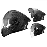 GZE-KODJFKPO Motorradhelm Integralhelm Modularer Klapphelm Motorradhelm Vorne Integralhelm Mit Doppelvisier for Erwachsene Männer Frauen Moped Street Racing DOT-Zulassung(5,L 55-56CM)