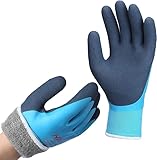 Arbeitshandschuhe Winter Wasserdicht - DS Safety Thermo Warme Winterhandschuh Montagehandschuhe Grip Winterarbeitshandschuhe Arbeit Doppelbeschichte Nylon Isolierte Handschuhe Blue Größe 8 / M