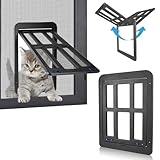 Katzenklappe für Fliegengitter, Afenau Hundeklappen mit Magneten, Hundeklappe Mittelgroße Hunde, Katzenklappe Außentür, Haustierklappe für Katzen/Hunde, Schwarz (25 x 31.5cm)