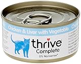 thrive Katze Complete - 100% Katzenvollnahrung Hühnchenbrust & Hühnchenleber mit Gemüse (12-er Pack)
