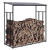HAGO Premium Kaminholzregal Feuerholzregal Lager Brennholz Stapelhilfe Holzunterstand überdacht anthrazit 145x145x57 cm
