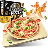 Loco Bird Pizzastein für Backofen, Gasgrill & Holzkohlegrill - Inkl. e-Rezeptbuch - Pizzastein rechteckig 38 x 30 x 1,5 cm aus Cordierit für knusprigen Pizzaboden wie vom Italiener