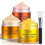 Gesichtspeeling, Gesichtspeeling mit Vitamin C Kurkuma, Gesichtspeeling mit Himalaya-Meersalz und Rose, Braunem Zucker und Honig, sanfter Aufhellungsentferner Mitesser dunkle Flecken Akne, 3pcs