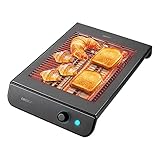 Cecotec Turbo EasyToast InoxDark Flacher Toaster für alle Brot- und Gebäckarten, 900 W, 3 Widerstände, 6 Leistungsstufen, Krümelschale, Edelstahl-Finish in Schwarz