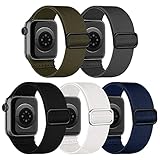 chinbersky 5 Pack Solo Loop Armband Kompatibel mit Apple Watch Armband 49mm 45mm 44mm 42mm,Verstellbare Dehnbare Nylon Stoff Sport Ersatz Herren Damen band für iWatch Ultra Series 8/7/6/5/4/3/2/1/SE