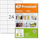 Printation Universal Etiketten 70 x 37 mm weiß - 2400 Adressetiketten selbstklebend auf 100 DIN A4 Bogen á 3x8-24 Adressaufkleber 70x37 pro Blatt - Internetmarke bedruckbar - Klebeetiketten FBA