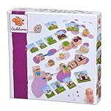 Eichhorn - Bauernhof Fädelspiel, bestehend aus 13 Holzteilen und 13 Pappvorlagen, aus 100 Prozent FSC zertifiziertem Buchenholz, ab 1 Jahr