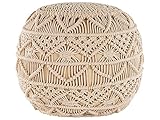 Pouf Strickhocker Kugelsitz Liegekissen Beige 40x40 cm rund Baumwolle Kayseri