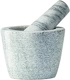 JADE TEMPLE 17439 Marmor Mörser mit Stössel, Steingut, Grau