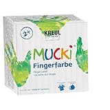 KREUL 2314 - Mucki leuchtkräftige Fingerfarbe, 4 x 150 ml in gelb, rot, blau und grün, parabenfrei, glutenfrei, laktosefrei und vegan, auswaschbar, vermalbar mit Pinsel, Schwamm und Fingern