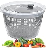XL Salatschleuder mit Deckel - BPA FREI - Salatschleuder mit Kurbelantrieb und 5L Liter - Salatschüssel und Sieb, Küchenhelfer Salattrockner zum Waschen und Trocknen von Salat, Gemüse und Obst