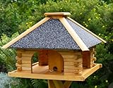 Deko-Shop-Hannusch Vogelhaus wahlweise mit Ständer und Solarbeleuchtung, Verschiedene Dachfarben (Vogelhaus, Dach Stein anthrazit/grau)