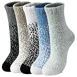 Nimalpal Fuzzy Socken für Damen - Kuschelige Socken für Damen, 5 Paar, flauschige Socken, warme Plüsch-Hausschuhsocken für Damen, Mehrfarbig/Meereswellen (Ocean Tides), 8X