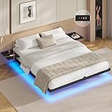 AOGLLATI Bettgestell 180x200 Bett 180x200 aus Metall mit LED...