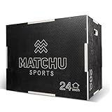 MATCHU - Plyo Box - Jump Box - Sprungbox - Crossfit Box - Einstellbar in 51, 61 und 76 cm (20/24/30 INCH) - Anti-Rutsch Oberfläche - Holz - Tragfähigkeit 300 KG - Leicht zu Transportieren - Schwarz