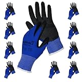 kör4u 10 Paar Arbeitshandschuhe Premium, atmungsaktiv und beschichtet, als Schutzhandschuhe geeignet, guter Grip, mit hochwertiger Latex-Beschichtung, hoch elastisch