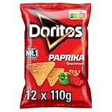 Doritos Paprika -Tortilla Nachos mit Paprika Geschmack - Herzhafter Snack zum Knabbern aus Mais (12 x 110g)