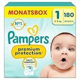 Pampers Premium Protection Größe 1, 180 Windeln, 2kg-5kg,...