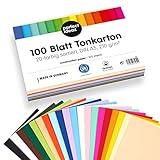 perfect ideaz • 100 Blatt Tonkarton DIN-A5, 20 Farben, 210 g/m², MADE IN GERMANY