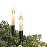 hellum LED Lichterkette Weihnachtsbaum, Made in Germany, Schaftkerzenkette mit Clip, 15 LED - Lichter, beleuchtete Länge 9,80 m, Kabel grün, warmweiß, für Innen, teilbarer Stecker,