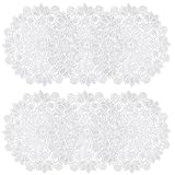 Jeffdad 6 Stück Kleine Handgehäkelte Deckchen, 6 Zoll Runde Spitze Untersetzer Tischmatte Rund Tischset Kleine Häkeln Tischläufer Baumwolle Placemat Tischdecke für Partydekoration (Weiß)