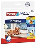 tesamoll P-Profil Gummidichtung - Selbstklebende Dichtung zum Isolieren von Spalten an Fenstern und Türen - Weiß - 10 m x 9 mm x 5,5 mm