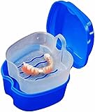 Yowlens Dental Case Prothesenbad Retainer Box Zahnprothese Aufbewahrungsbehälter mit Filter für Zuhause & Reisen Verwendung Retainer Reinigung (Dunkelblau)