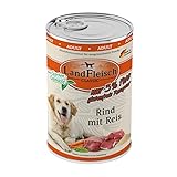 Landfleisch Classic Hundefutter 6 x 400g | alle Sorten verfügbar | auch Junior u. Senior | Hochwertiges Nassfutter für ausgewachsene Hunde (400g, Rind mit Reis)