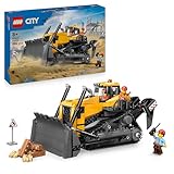 LEGO City Gelber Bulldozer Set – Spielzeugbaustelle, BAU- und Spielset – wirklichkeitsgetreue Baumaschine mit Fahrer und 2 Bauarbeitern – Geschenkidee für Kinder ab 8 Jahren – 60466