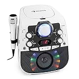 auna StarMaker 2.0 Karaoke-Anlage Karaokemaschine, Bluetooth-Funktion, CD-Player, für CD, CD+G, CD-RW, inkl. Mikrofon, 2 Mikrofon-Eingänge, LED-Show, A/V-Ausgang, weiß