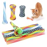 Fulushou Federrohrspielzeug, 25 Stück, interaktives Spielzeug, bunt, für Katzen, Federn, Nylon, lustig, für Katzen, Flexibles Rohr, einziehbar, für Kätzchen, Tiere, zufällige Farben