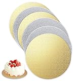 TAKUZA Tortenunterlage Rund 30cm 6 Stück, Cake Board Rund 2mm, Tortenplatte Pappe Gold und Silber Je 3 Stück, Wiederverwendbar Tortenunterlage Pappe für Transport Kuchen und Torten