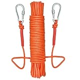 UTOMAG Fischerei Bergung Seil mit 2 Karabiner - 20m Allzweckseil - Outdoor Seil, Festmacherleine, Strick, Gartenseil, Flechtleine, Seil für Outdoor, Sport, Campin, Wandern (Durchmesser 6mm, Orange)