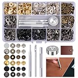120 Stück Druckknopf Set 12.5 mm, Druckknöpfe Metall ohne Nähen mit Fixierwerkzeug Kit, Metall-Druckknopfverschluss, für Ledermäntel, Jacken, Jeans, Geldbörse, aus Leder, Craft Jacket (6 Farben)