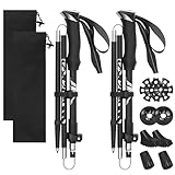 Dalephoric 2 Stück Wanderstöcke Faltbar, Trekkingstöcke Aluminium, Verstellbar 110-130cm, Nordic Walking Stöcke Damen und Herren, mit 4 Paar Gummipuffers, für Bergsport, Trekking und Wandern