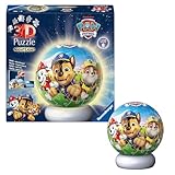 Ravensburger 3D Puzzle Paw Patrol - 3D Puzzle Kinder ab 6 Jahren - Puzzle-Ball mit LED Nachtlicht als Nachttischlampe für Kinder - Paw Patrol Geschenke für Jungen und Mädchen - 12008057