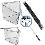 Q-Tac Kescher gummiert [mit Hammerkopf], Teleskop-kescher Angeln, Angelkescher faltbar, Unterfangkescher, Raubfisch, Forellen, Karpfen (Länge: 240 cm)