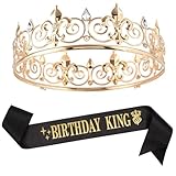 Dimetey Geburtstag König Krone und Schärpe für Männer Gold