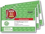 SIGEL T1178 Quittungsblock wie SD021: A6 quer, 3 Stück, 2x40 Blatt, selbstdurchschreibend, mikroperforiert, Standardquittung