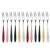 Angoily 12 Stücke Cocktail Gabeln Bunt Cocktailgabel Klein Bowle Gabeln Bowle Piekser Cocktailgabeln Obstgabeln Edelstahl für Desserts Obst Salate Aperitifs Cocktails