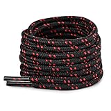 TIESTRA Schnürsenkel Reißfest Rund für Arbeitsschuhe Sportschuhe und Trekkingschuhe, aus Polyester, ø 4,5mm,Ersatz Schuhbänder Premium Senkel Schwarz Rot 90 cm-35 Zoll (1 Paar)