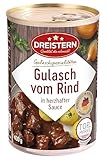 DREISTERN Rindergulasch 400g | leckeres Gulasch in der praktischen recycelbaren Konservendose | köstliches Rindfleisch - Qualität die schmeckt