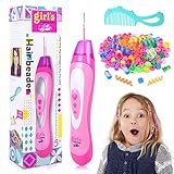 Ulikey Haarflechtmaschine Mädchen, Flechthilfe Haare Gerät, DIY Frisur Flechten Werkzeug mit 90 Haarperlen, Haarflechter Haarperlen Maschine, Haarschmuck Spielzeug Geschenk für Mädchen Kinder