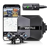 VANTRUE F1 Dashcam Motorrad 4K + 1080P, 5GHz WiFi Dashcam Auto vorne hinten mit GPS, HDR, WDR, Vollständig wasserdicht Motorrad autokamera, STARVIS Nachtsicht, 24Std. Parkmodus, Max. 512G