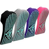 ELUTONG Yoga Socken Anti-Rutsch-Socken (4 Paare) für Damen Pilates, Yoga, Barre, Tanz, Ballett, Kampfsport, Trampolin, Fitness, Krankenhaus, Reha, Heim- und Körperbalance, Sox UK 4-10 / EU 35-40