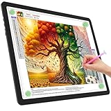 TOHETO A3 Leuchttisch für Diamantmalerei, Ultraheller Leuchtkasten mit Seitliche Tasten, LED Licht Pad zum Nachzeichnen, Lichtplatte Lichttafel zum Skizzieren, Zeichnen, Tattoo, Designen (Schwarz)