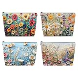 WMFASBAG 4PCS Blumen -Make -up -Tasche Kosmetische Organizer -Beutel Reisen Toilettenbeutel (Stil 1)