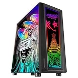 MarsGaming MC-Art Schwarz, PC Gaming ATX Gehäuse, Doppelt Zeichnbar Gehärtetes Glas, ARGB 12 Mode, 12cm Lüfter, MCART