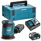 Makita DBO 180 RF1J Akku Exzenterschleifer 18 V 125 mm + 1x Akku 3,0 Ah + Ladegerät + Makpac